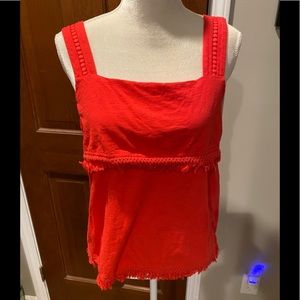 J Crew Red Fringe/Fray Tank. EUC. Sz. Med.